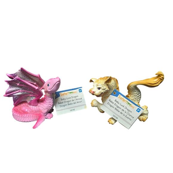 Safari Ltd. Pink Baby Love Dragon & Golden Baby Luck Dragon Mini Figures Collect - Picture 12 of 12